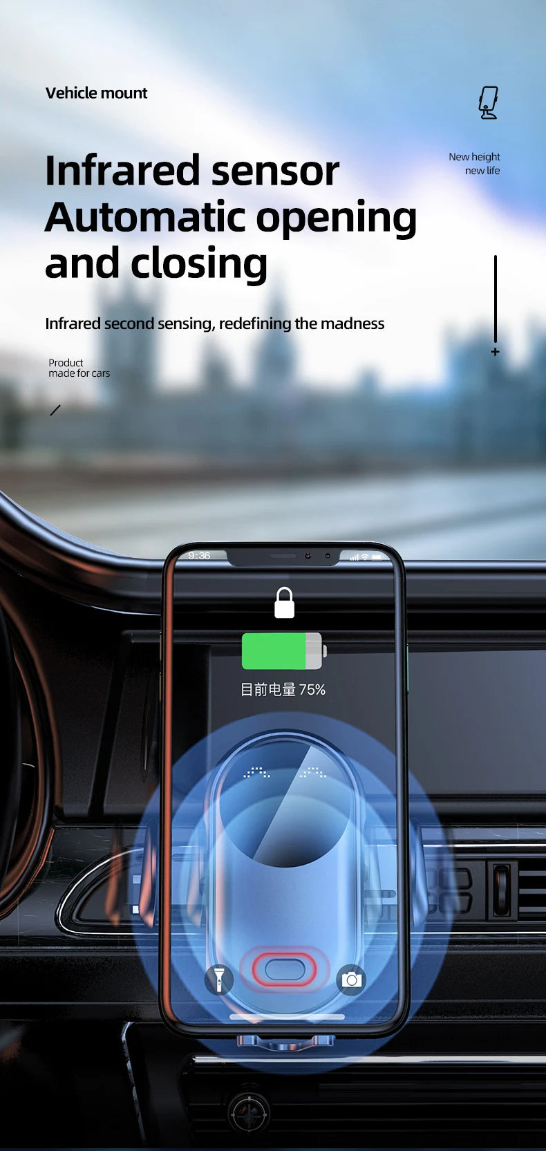 30W Akıllı Sensörlü Kablosuz Araç Şarj Cihazı | Hızlı Şarjlı Telefon Tutucu | iPhone, Samsung, Xiaomi, Huawei Uyumlu