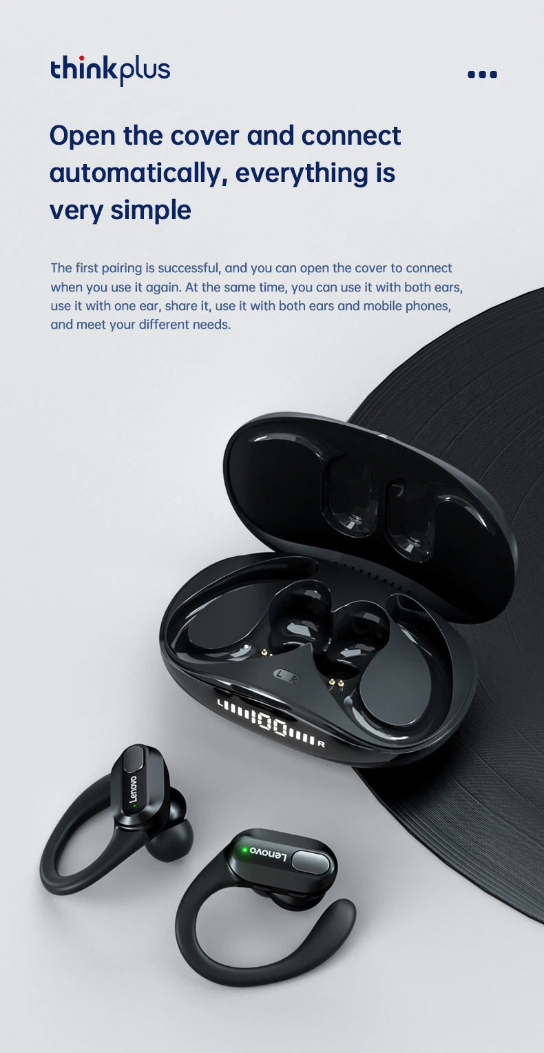 Orijinal Lenovo XT80 Spor Kablosuz Kulaklık – Mikrofonlu, LED Güç Göstergeli, HiFi Stereo Ses, Bluetooth 5.3 TWS Kulak İçi Kulaklık