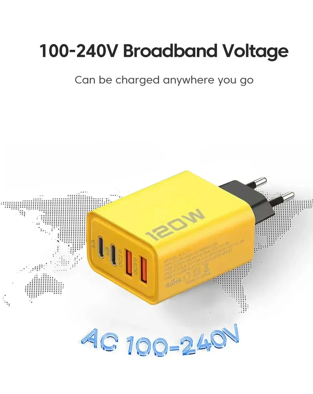 120W Süper Hızlı Şarj Adaptörü | PD + QC3.0 Destekli | Type-C + USB Duvar Şarjı | iPhone, Xiaomi, Huawei, OnePlus Uyumlu