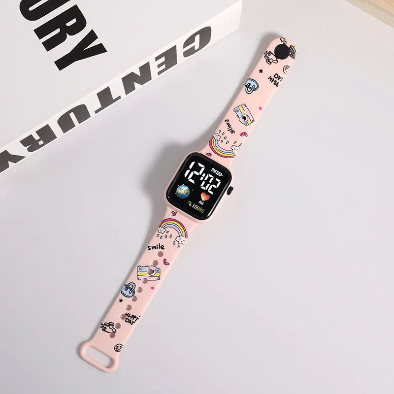 Stitch & Hello Kitty Çocuk Saati | Kız Çocuk Dijital Saat | Renkli LED Ekranlı Akıllı Bileklik | Sevimli Karakter Tasarımı