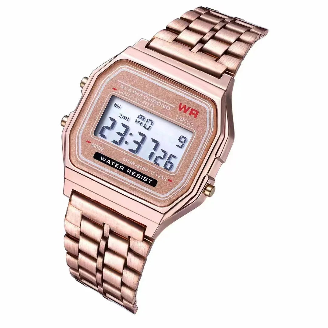 F91W Metal Kayışlı Dijital Saat | Kadın ve Erkek Unisex LED Ekranlı Elektronik Saat | Klasik İş Tarzı ve Spor Kombin Uyumlu