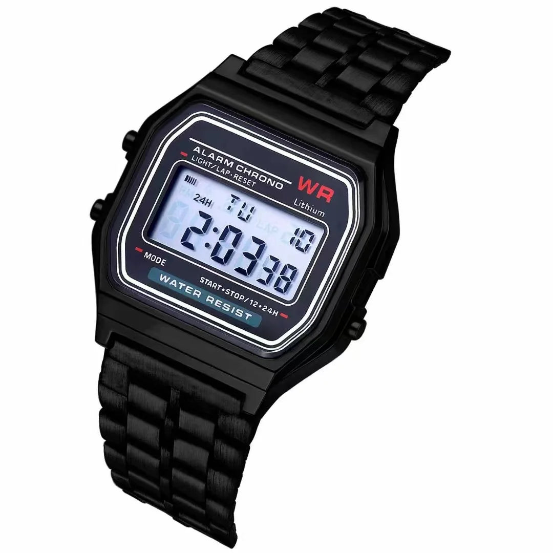 F91W Metal Kayışlı Dijital Saat | Kadın ve Erkek Unisex LED Ekranlı Elektronik Saat | Klasik İş Tarzı ve Spor Kombin Uyumlu