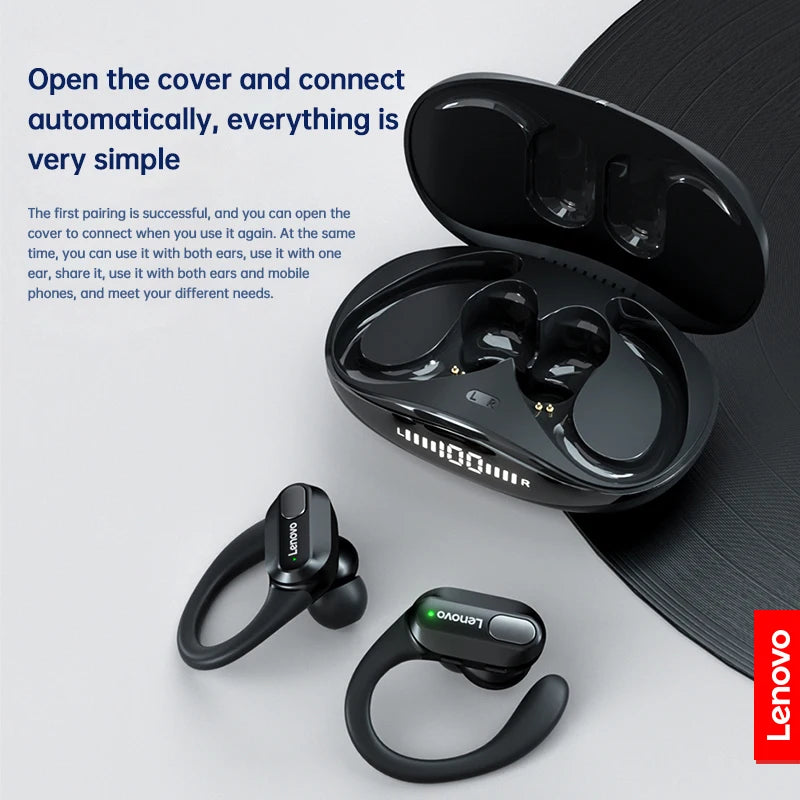 Orijinal Lenovo XT80 Spor Kablosuz Kulaklık – Mikrofonlu, LED Güç Göstergeli, HiFi Stereo Ses, Bluetooth 5.3 TWS Kulak İçi Kulaklık