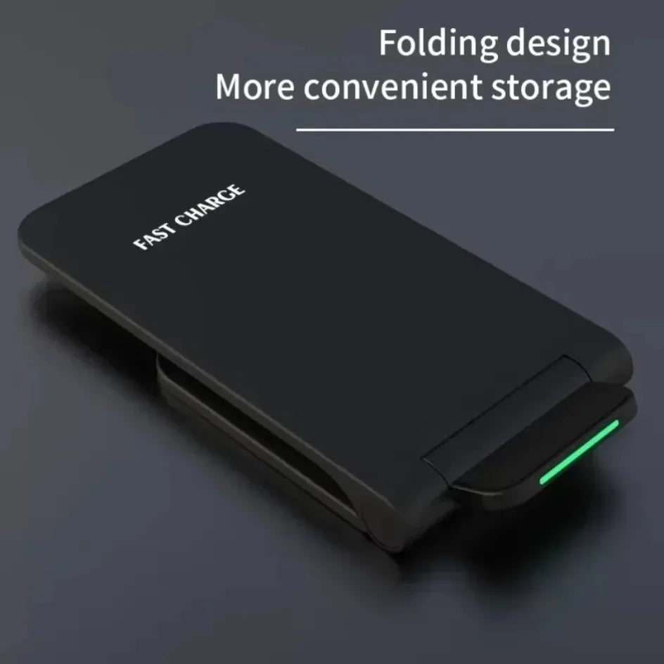 Katlanabilir Hızlı Şarjlı Kablosuz Masaüstü Şarj Standı – iPhone 11–16, Samsung S24/S23/S22, Xiaomi ve Tüm Qi Uyumlu Cihazlar için