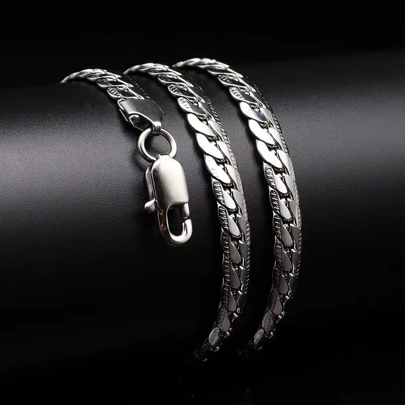 5 mm Gümüş Renk Lüks Zincir Kolye | Kadın & Erkek Unisex Moda Takı | Düğün, Nişan ve Günlük Şıklık İçin