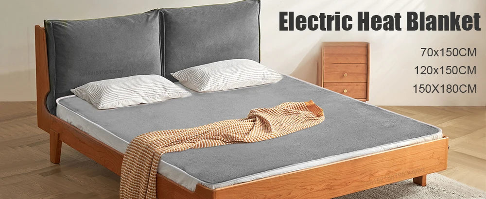 Çift Kişilik Elektrikli Isıtmalı Battaniye | 220V Termostat Kontrollü Isıtıcı Yatak Pedi – EU Fişli