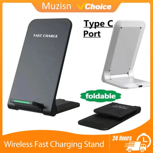 Katlanabilir Hızlı Şarjlı Kablosuz Masaüstü Şarj Standı – iPhone 11–16, Samsung S24/S23/S22, Xiaomi ve Tüm Qi Uyumlu Cihazlar için
