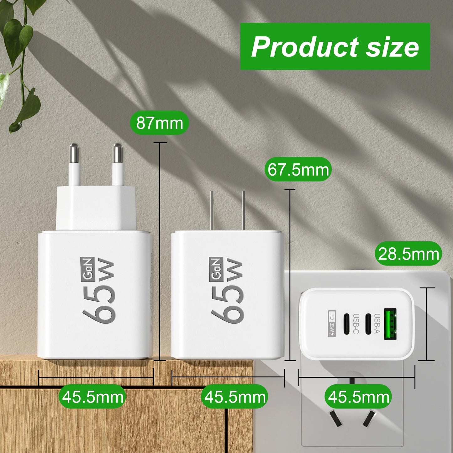 3 Portlu Hızlı Şarj Adaptörü | PD & QC3.0 Destekli | Type-C + USB | iPhone 16, Samsung, Xiaomi, Huawei Uyumlu Duvar Şarj Cihazı (EU/US/KR Priz)