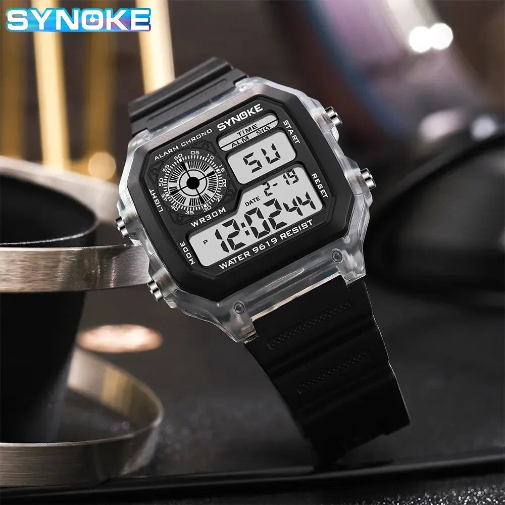 SYNOKE Dijital Spor Saat | 7 Renkli LED Işıklı, Suya Dayanıklı, Çok Fonksiyonlu Erkek Kadın Kol Saati | Öğrenci ve Outdoor Kullanım İçin