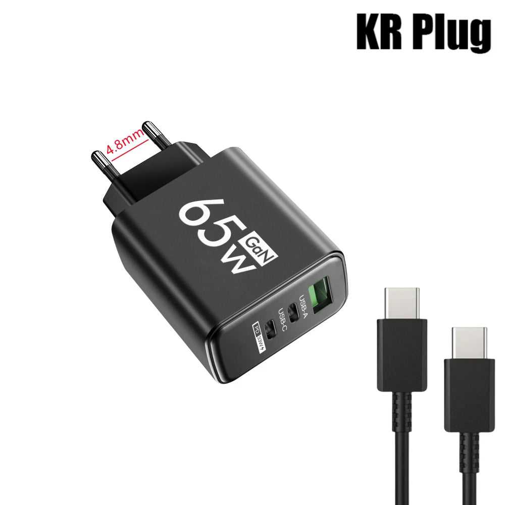 3 Portlu Hızlı Şarj Adaptörü | PD & QC3.0 Destekli | Type-C + USB | iPhone 16, Samsung, Xiaomi, Huawei Uyumlu Duvar Şarj Cihazı (EU/US/KR Priz)