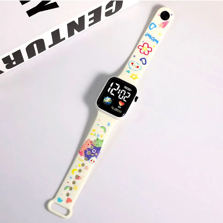 Stitch & Hello Kitty Çocuk Saati | Kız Çocuk Dijital Saat | Renkli LED Ekranlı Akıllı Bileklik | Sevimli Karakter Tasarımı