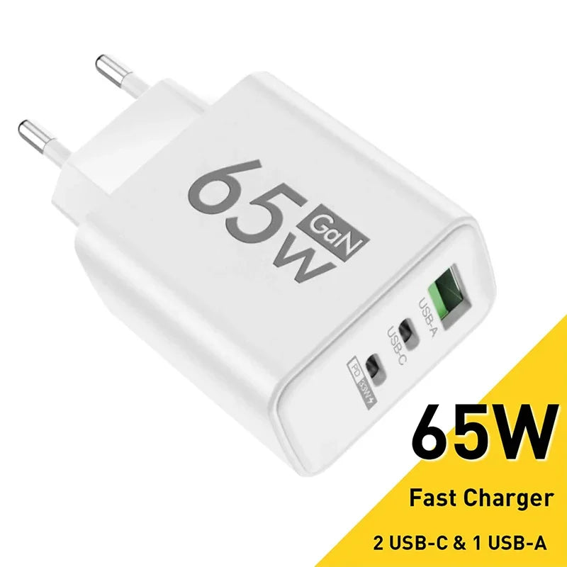 3 Portlu Hızlı Şarj Adaptörü | PD & QC3.0 Destekli | Type-C + USB | iPhone 16, Samsung, Xiaomi, Huawei Uyumlu Duvar Şarj Cihazı (EU/US/KR Priz)