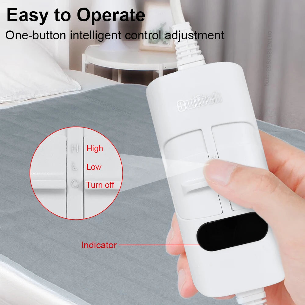 Çift Kişilik Elektrikli Isıtmalı Battaniye | 220V Termostat Kontrollü Isıtıcı Yatak Pedi – EU Fişli