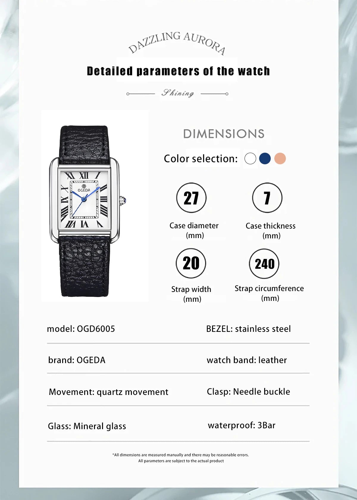 OGEDA 2025 Erkek Quartz Spor Saat – Su Geçirmez (3 ATM), Mineral Cam, Şık ve Dayanıklı Tasarım