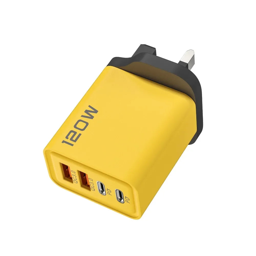 120W Süper Hızlı Şarj Adaptörü | PD + QC3.0 Destekli | Type-C + USB Duvar Şarjı | iPhone, Xiaomi, Huawei, OnePlus Uyumlu