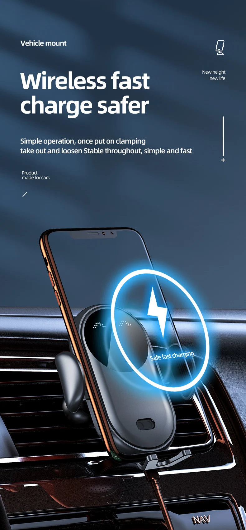 30W Akıllı Sensörlü Kablosuz Araç Şarj Cihazı | Hızlı Şarjlı Telefon Tutucu | iPhone, Samsung, Xiaomi, Huawei Uyumlu