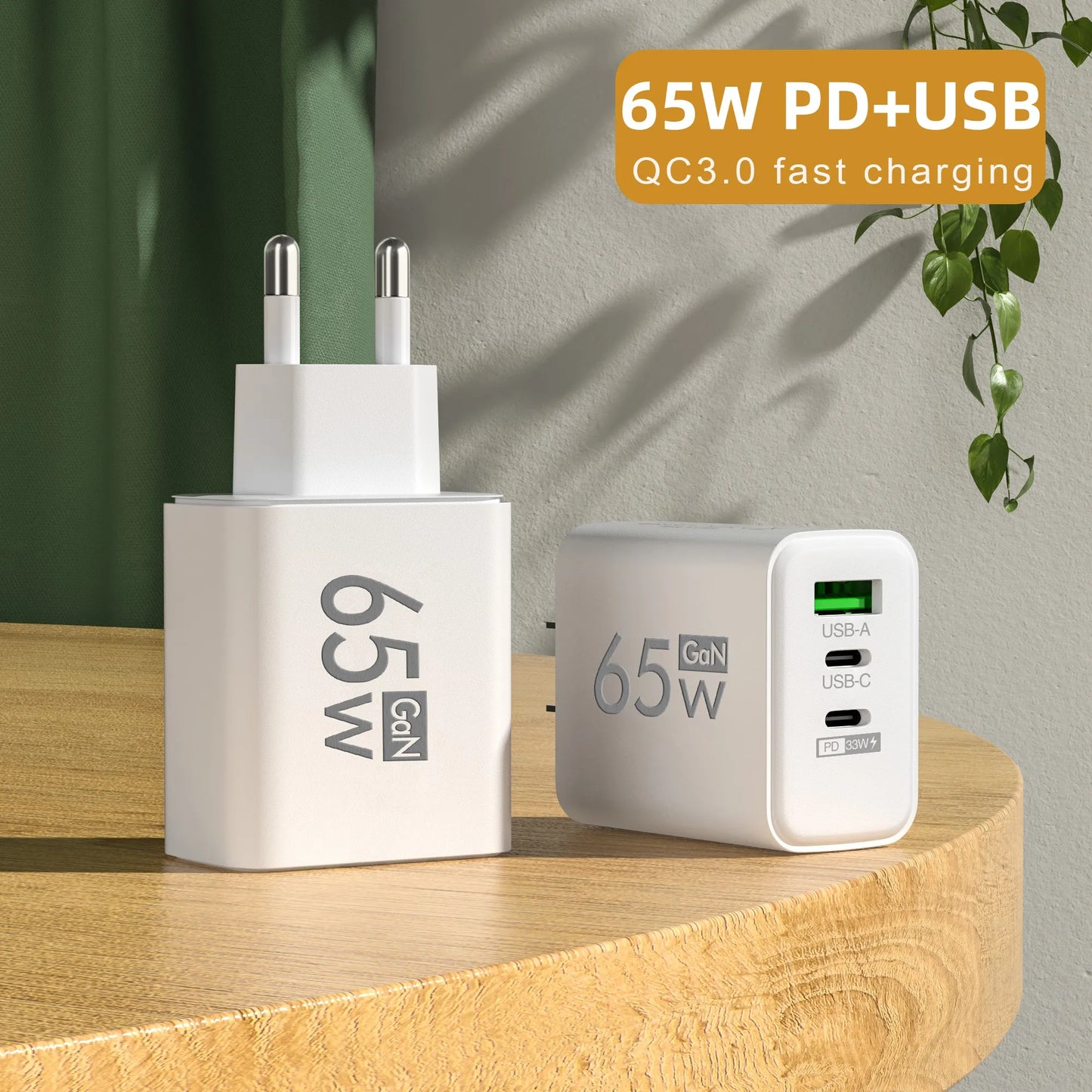 3 Portlu Hızlı Şarj Adaptörü | PD & QC3.0 Destekli | Type-C + USB | iPhone 16, Samsung, Xiaomi, Huawei Uyumlu Duvar Şarj Cihazı (EU/US/KR Priz)