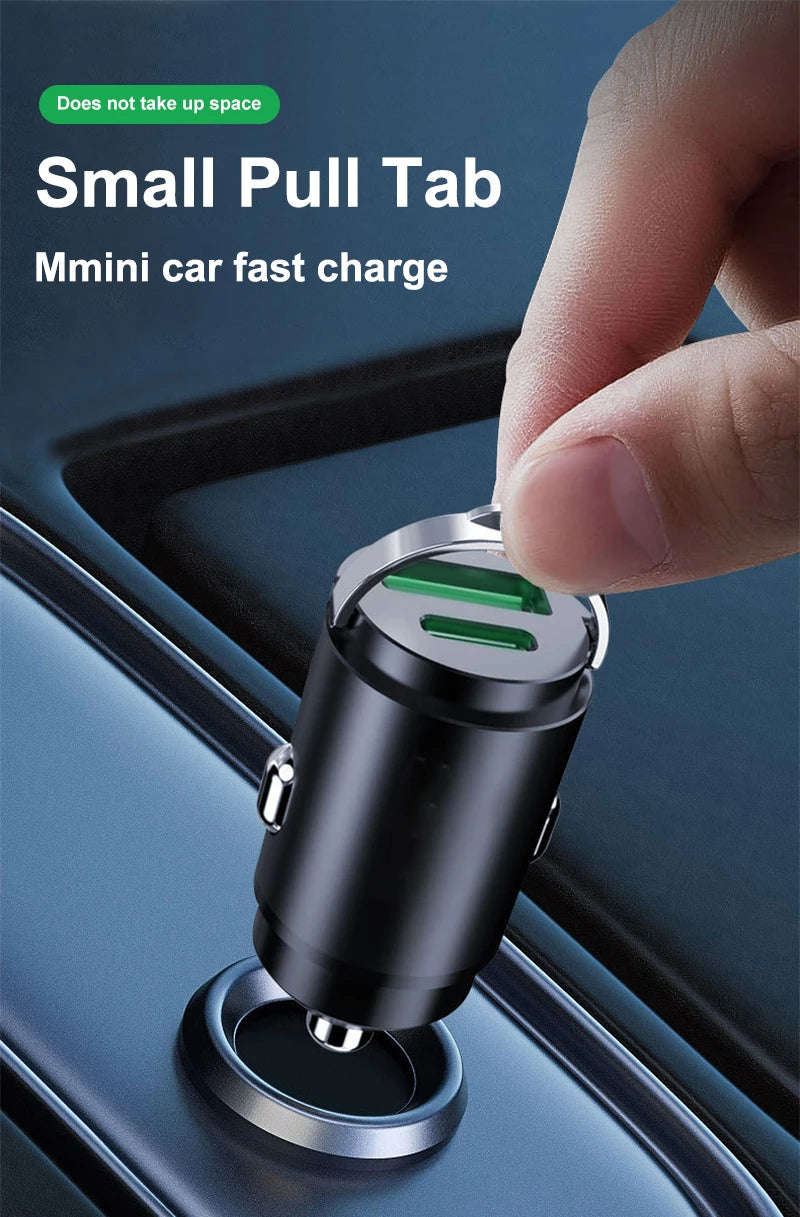200W Mini Araç Şarj Cihazı | PD & QC3.0 Hızlı Şarj | Type-C iPhone, Samsung, Xiaomi, Huawei Uyumlu
