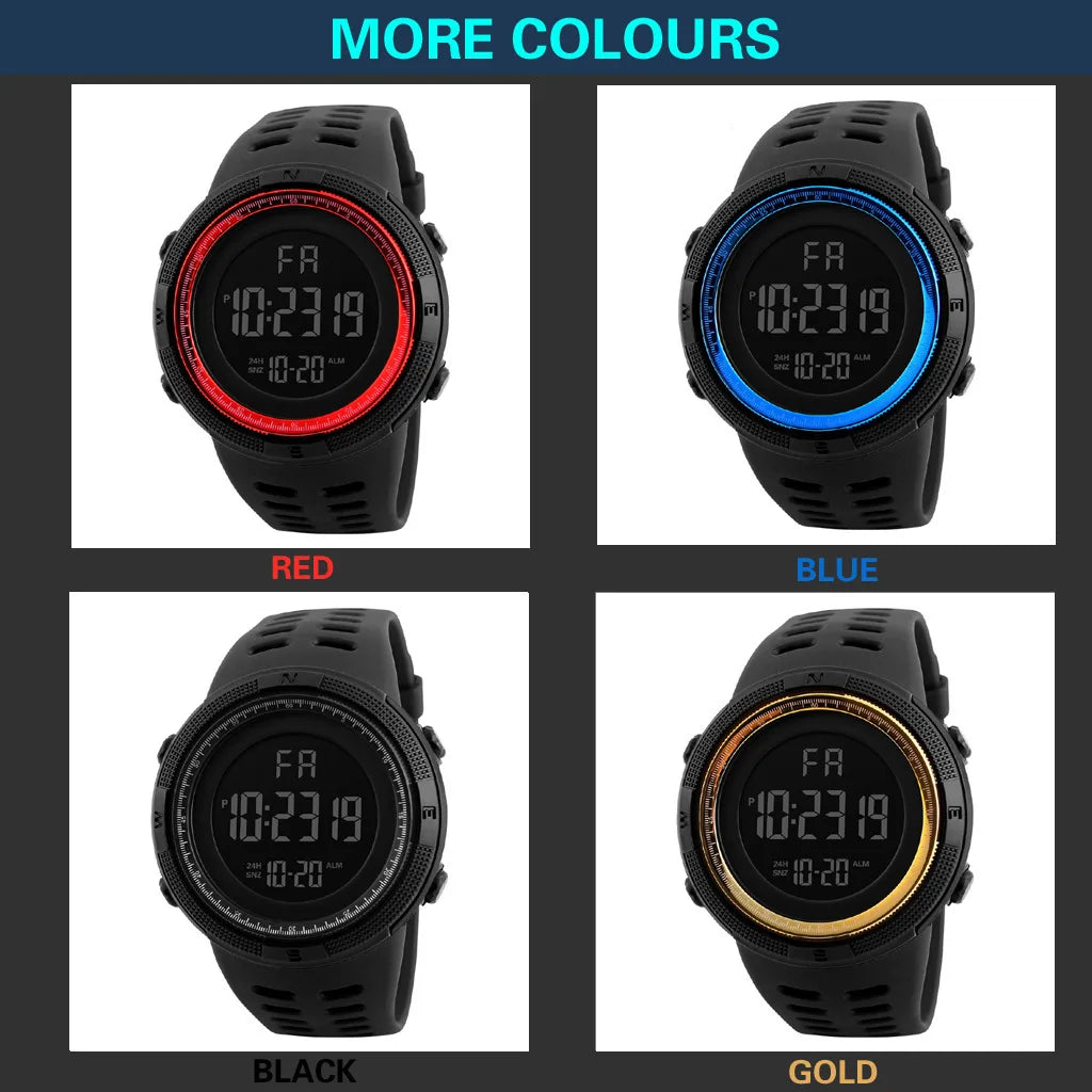 Erkek Askeri Tarz Dijital Spor Saat | LED Işıklı, Suya Dayanıklı, Kronometreli Çok Fonksiyonlu Kol Saati | Genç, Öğrenci, Spor Kullanımı İçin