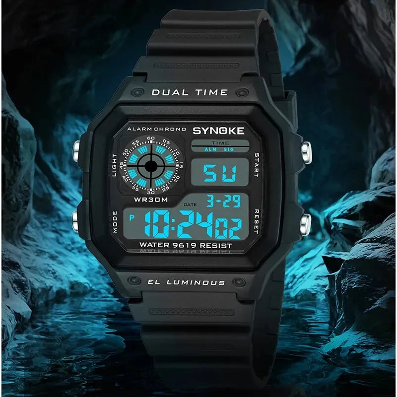 SYNOKE Dijital Spor Saat | 7 Renkli LED Işıklı, Suya Dayanıklı, Çok Fonksiyonlu Erkek Kadın Kol Saati | Öğrenci ve Outdoor Kullanım İçin