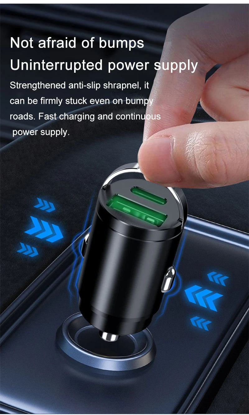 200W Mini Araç Şarj Cihazı | PD & QC3.0 Hızlı Şarj | Type-C iPhone, Samsung, Xiaomi, Huawei Uyumlu