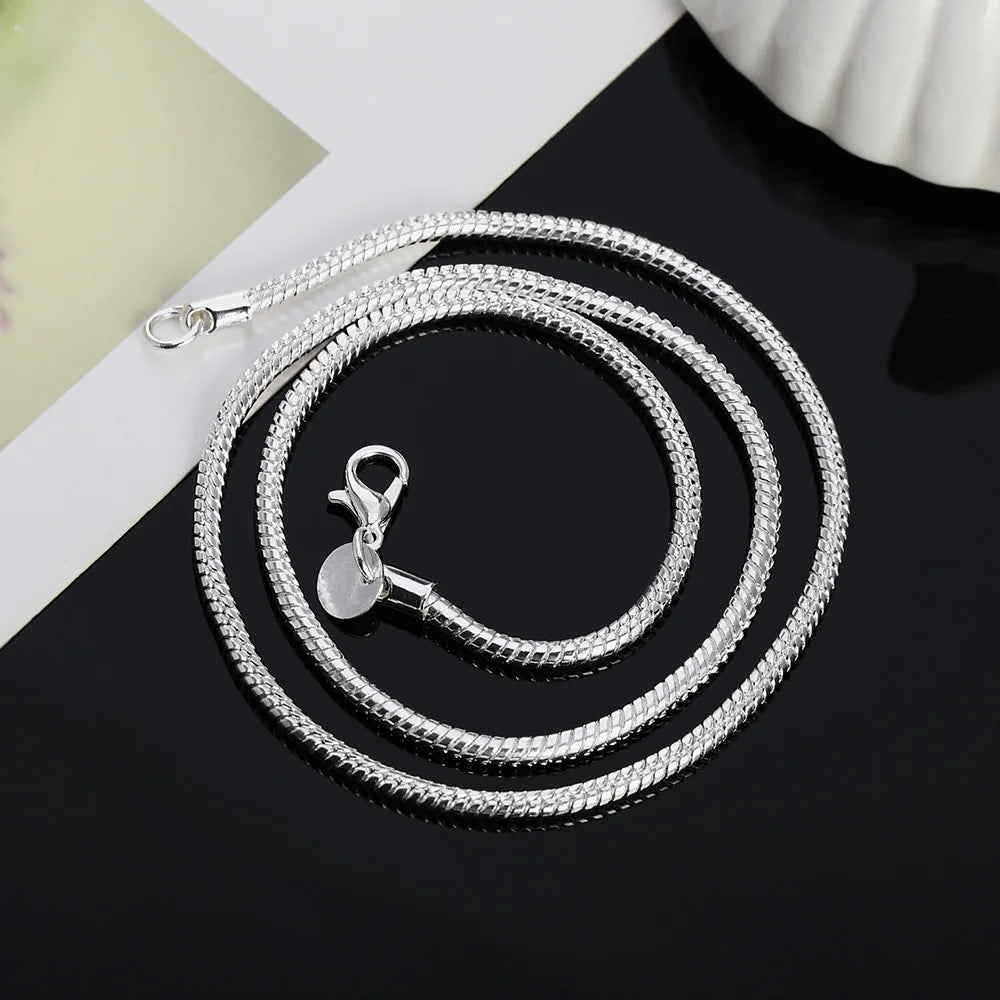 Gümüş Renk Yılan Zincir Kolye | Kadın & Erkek Unisex Takı | 1mm / 2mm / 3mm Kalınlık | 45–60cm Uzunluk | Zarif Moda Aksesuar