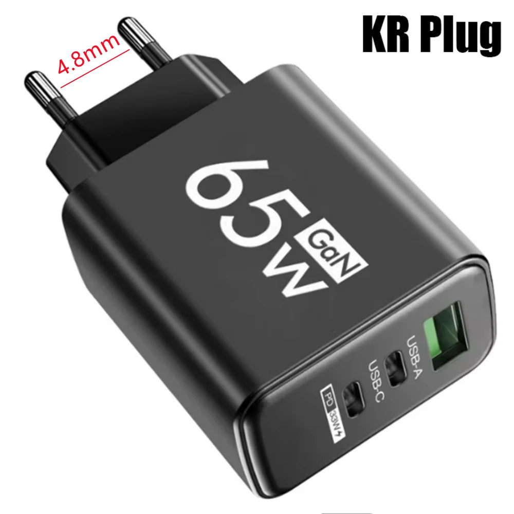 3 Portlu Hızlı Şarj Adaptörü | PD & QC3.0 Destekli | Type-C + USB | iPhone 16, Samsung, Xiaomi, Huawei Uyumlu Duvar Şarj Cihazı (EU/US/KR Priz)