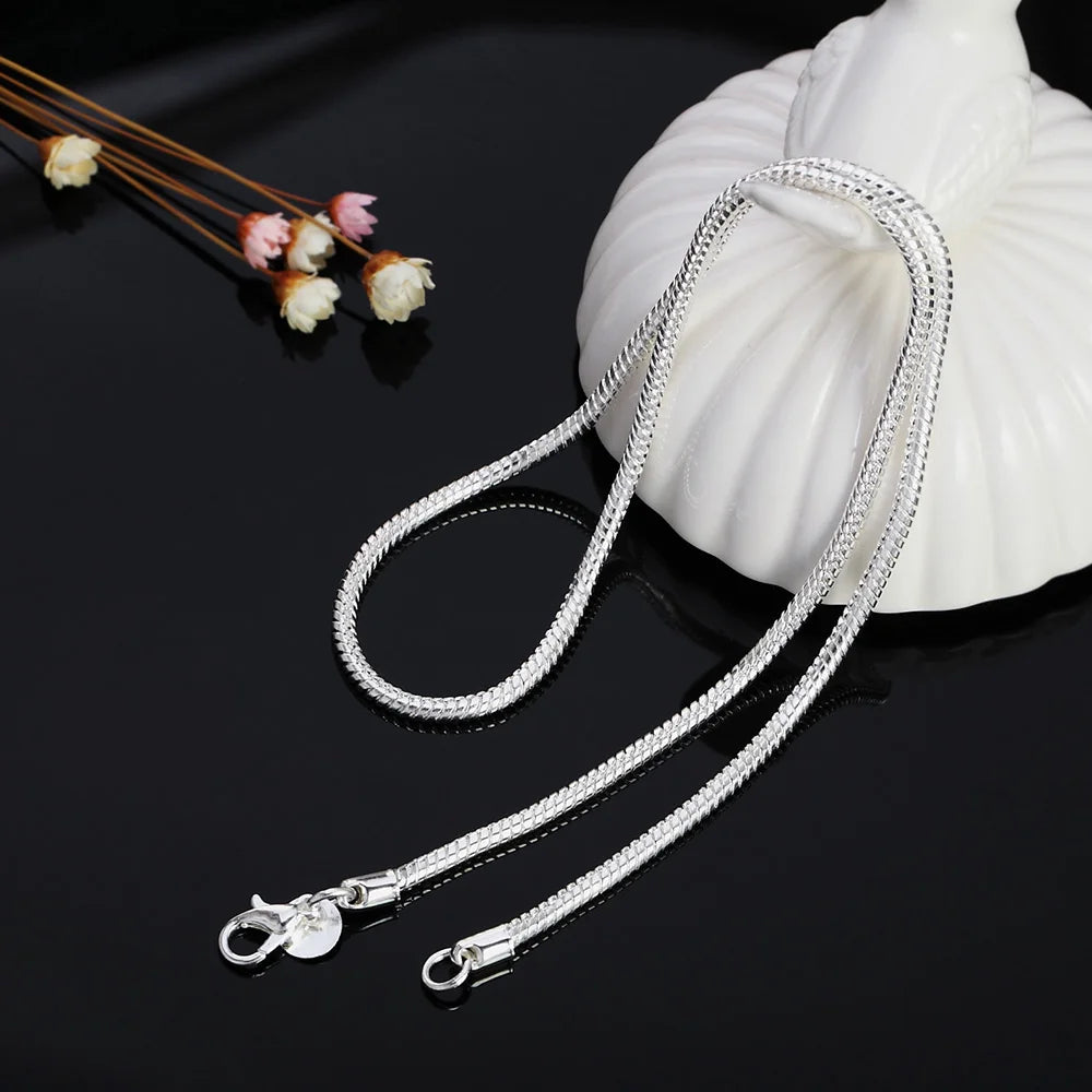 Gümüş Renk Yılan Zincir Kolye | Kadın & Erkek Unisex Takı | 1mm / 2mm / 3mm Kalınlık | 45–60cm Uzunluk | Zarif Moda Aksesuar