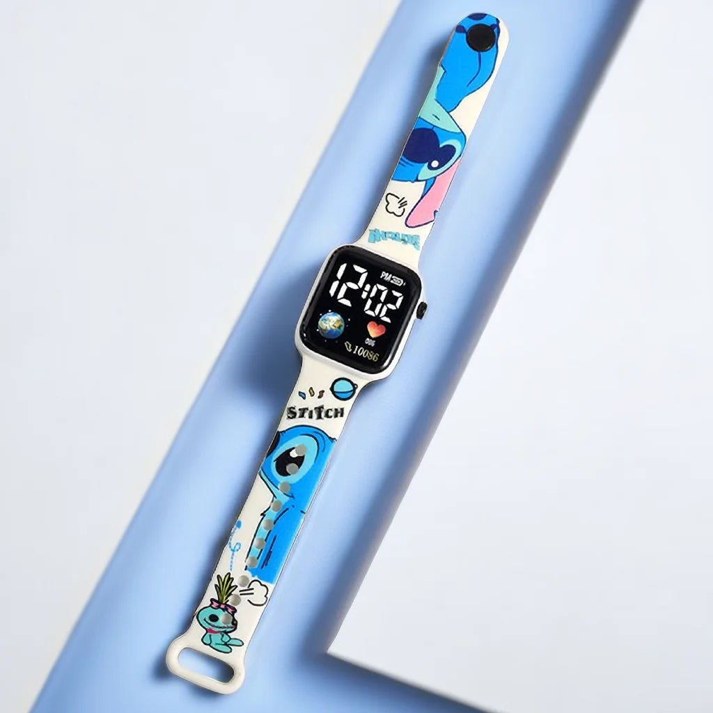 Stitch & Hello Kitty Çocuk Saati | Kız Çocuk Dijital Saat | Renkli LED Ekranlı Akıllı Bileklik | Sevimli Karakter Tasarımı