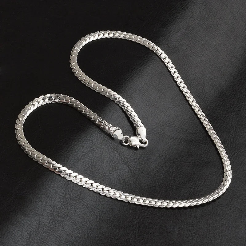 5 mm Gümüş Renk Lüks Zincir Kolye | Kadın & Erkek Unisex Moda Takı | Düğün, Nişan ve Günlük Şıklık İçin