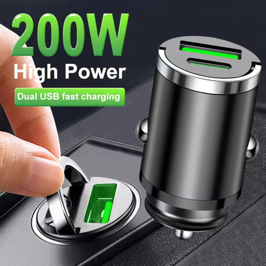200W Mini Araç Şarj Cihazı | PD & QC3.0 Hızlı Şarj | Type-C iPhone, Samsung, Xiaomi, Huawei Uyumlu