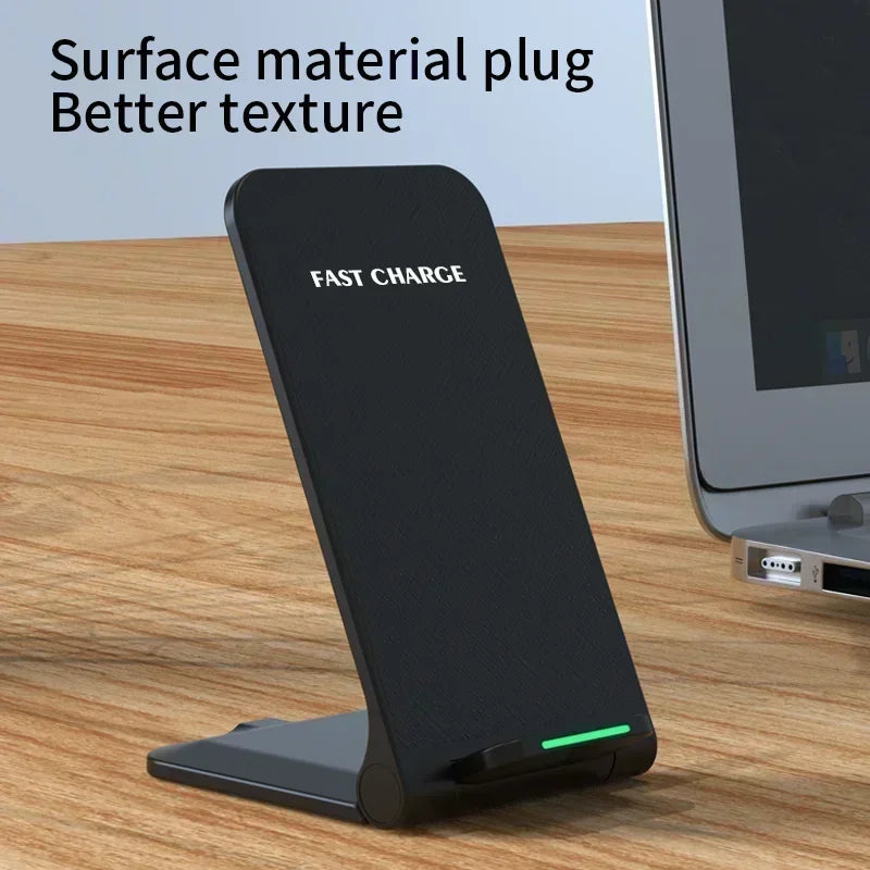 Katlanabilir Hızlı Şarjlı Kablosuz Masaüstü Şarj Standı – iPhone 11–16, Samsung S24/S23/S22, Xiaomi ve Tüm Qi Uyumlu Cihazlar için
