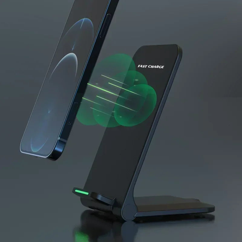 Katlanabilir Hızlı Şarjlı Kablosuz Masaüstü Şarj Standı – iPhone 11–16, Samsung S24/S23/S22, Xiaomi ve Tüm Qi Uyumlu Cihazlar için