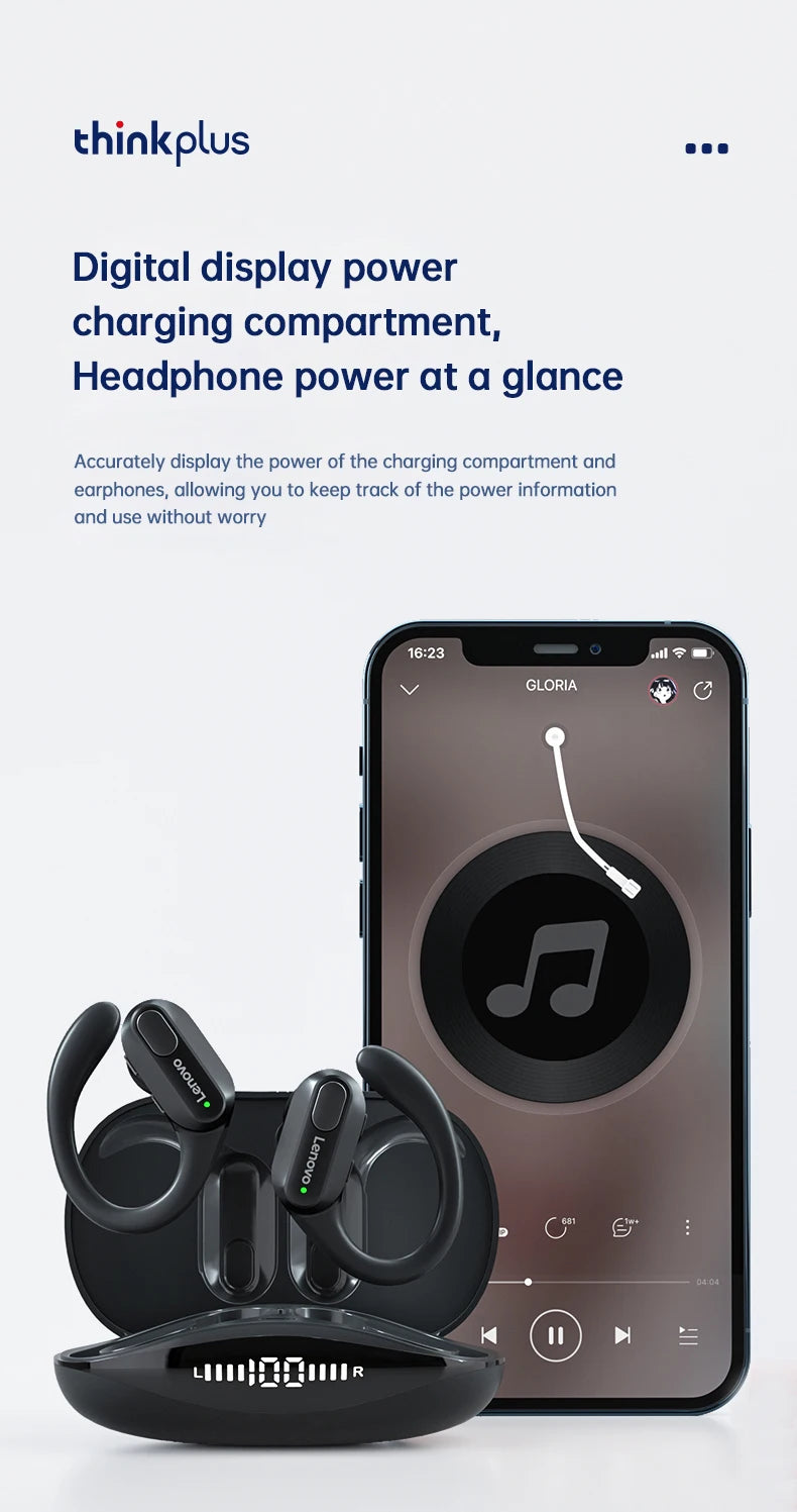Orijinal Lenovo XT80 Spor Kablosuz Kulaklık – Mikrofonlu, LED Güç Göstergeli, HiFi Stereo Ses, Bluetooth 5.3 TWS Kulak İçi Kulaklık