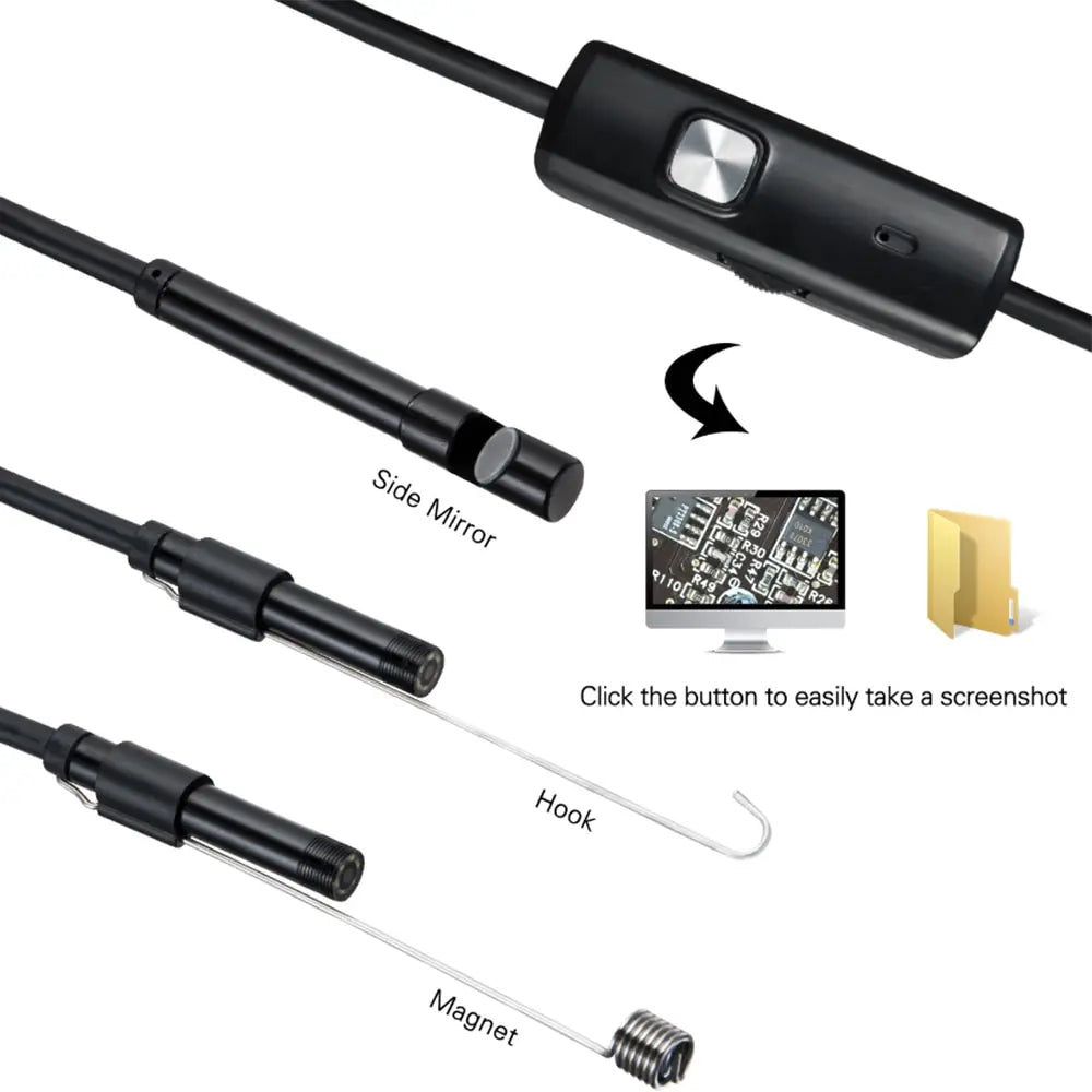 JCWHCAM N500-M 7 mm Endoskop Kamera – Yumuşak Kablolu, CE Sertifikalı, IP67 Su Geçirmez, Android & PC Uyumlu Muayene Kamerası