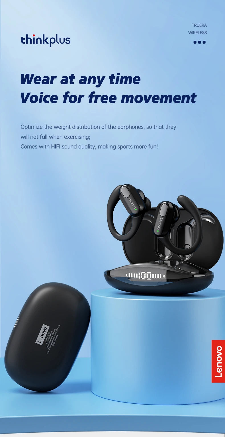 Orijinal Lenovo XT80 Spor Kablosuz Kulaklık – Mikrofonlu, LED Güç Göstergeli, HiFi Stereo Ses, Bluetooth 5.3 TWS Kulak İçi Kulaklık