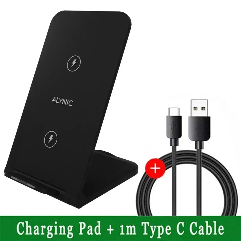 Katlanabilir Hızlı Şarjlı Kablosuz Masaüstü Şarj Standı – iPhone 11–16, Samsung S24/S23/S22, Xiaomi ve Tüm Qi Uyumlu Cihazlar için