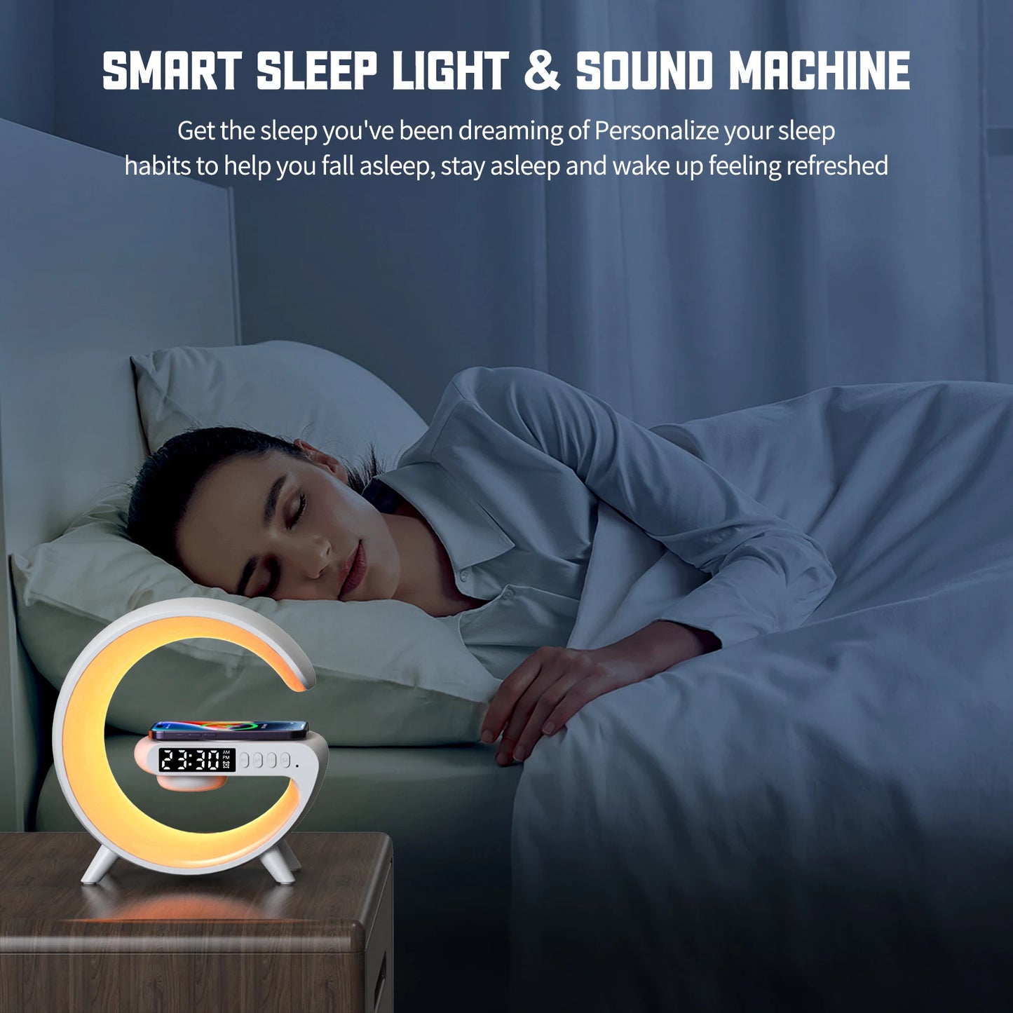 Çok Fonksiyonlu Kablosuz Şarj Cihazı & Bluetooth Hoparlör & RGB Gece Lambası – 15W Hızlı Şarj, iPhone, Samsung, Xiaomi, Huawei Uyumlu