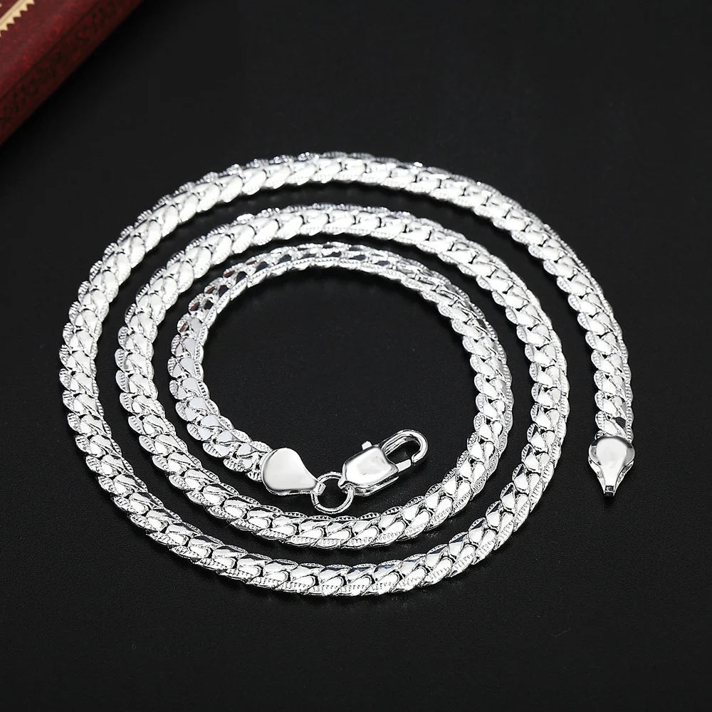 5 mm Gümüş Renk Lüks Zincir Kolye | Kadın & Erkek Unisex Moda Takı | Düğün, Nişan ve Günlük Şıklık İçin