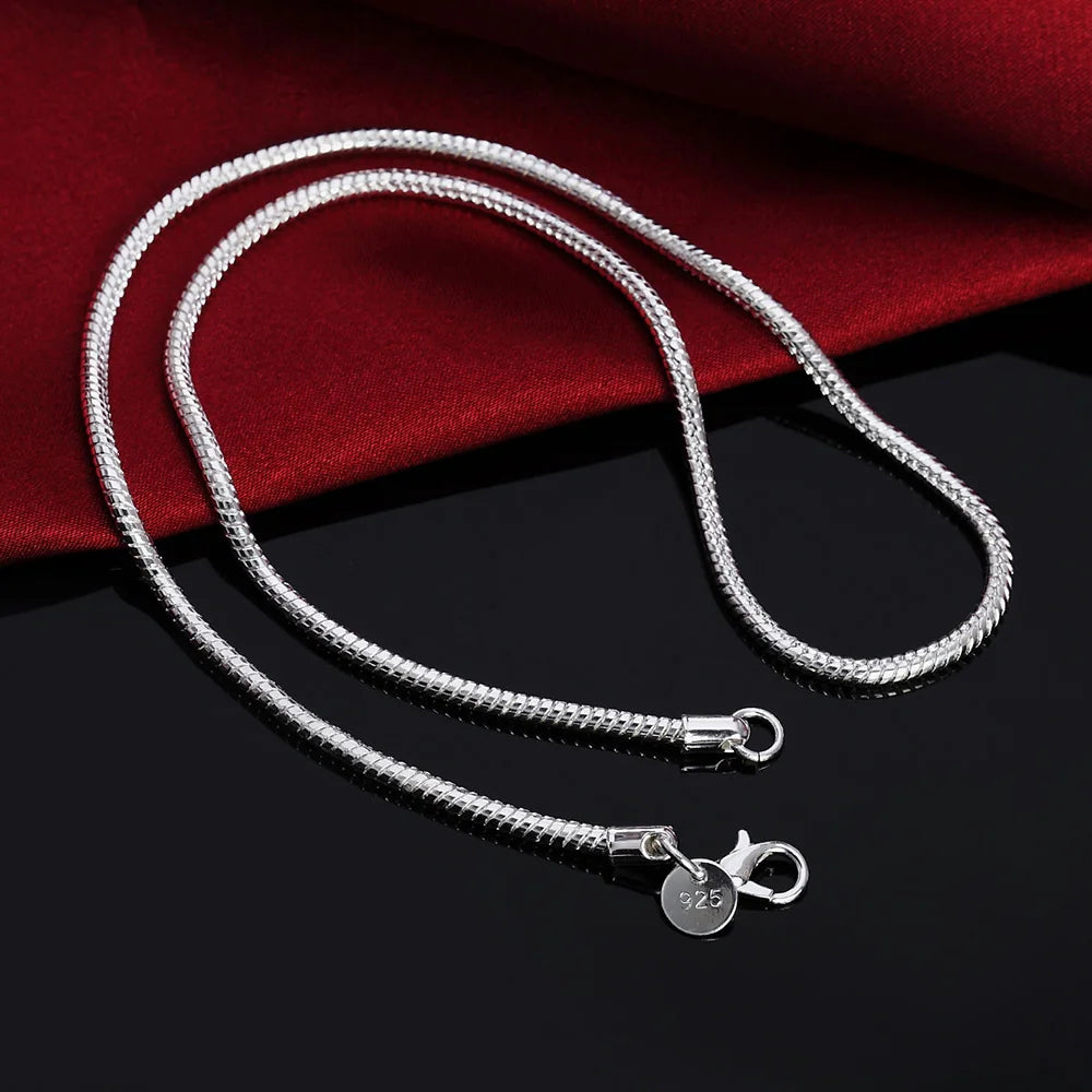 Gümüş Renk Yılan Zincir Kolye | Kadın & Erkek Unisex Takı | 1mm / 2mm / 3mm Kalınlık | 45–60cm Uzunluk | Zarif Moda Aksesuar