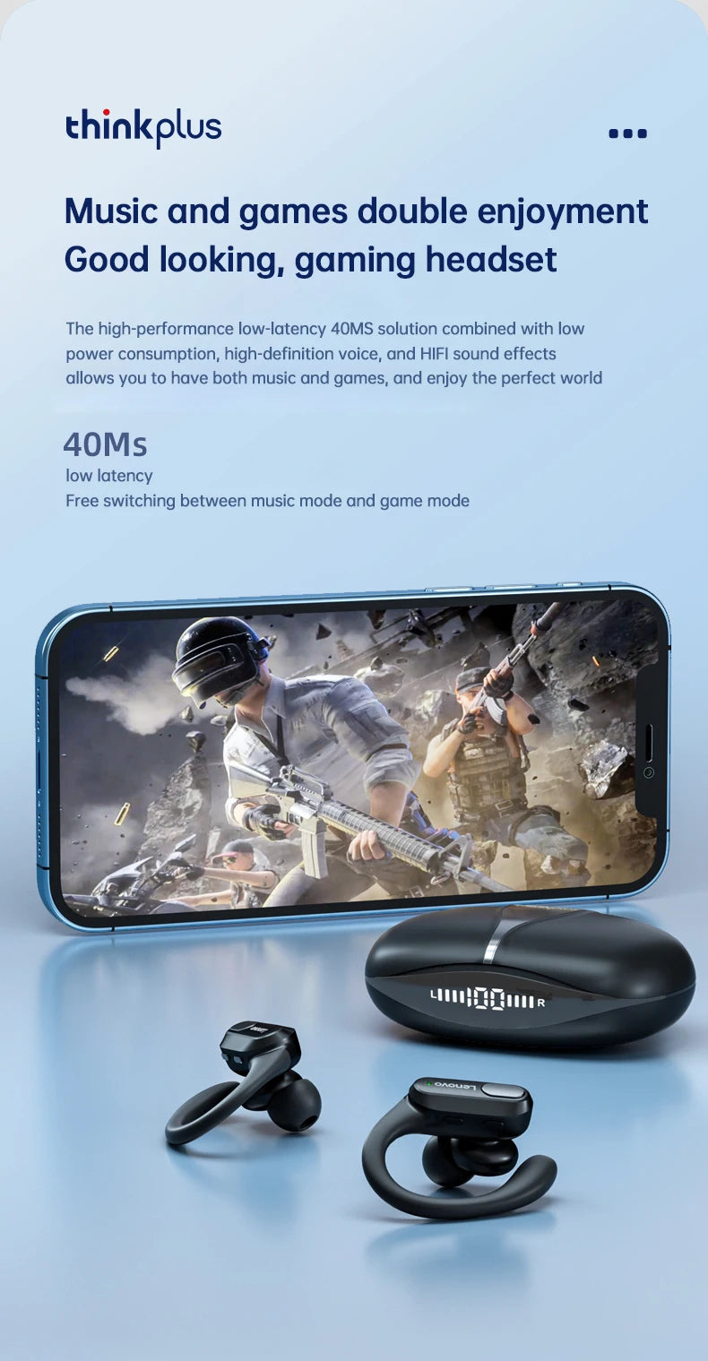 Orijinal Lenovo XT80 Spor Kablosuz Kulaklık – Mikrofonlu, LED Güç Göstergeli, HiFi Stereo Ses, Bluetooth 5.3 TWS Kulak İçi Kulaklık