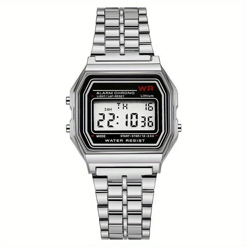 F91W Metal Kayışlı Dijital Saat | Kadın ve Erkek Unisex LED Ekranlı Elektronik Saat | Klasik İş Tarzı ve Spor Kombin Uyumlu