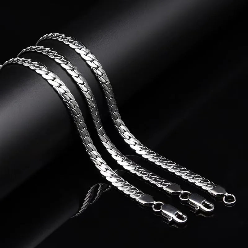 5 mm Gümüş Renk Lüks Zincir Kolye | Kadın & Erkek Unisex Moda Takı | Düğün, Nişan ve Günlük Şıklık İçin